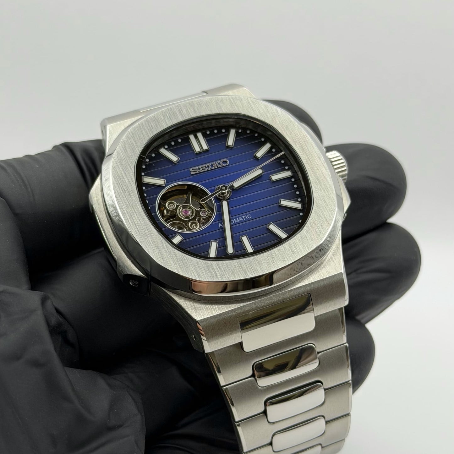 Seiko Nautilus Mod - Navy Blue Open Heart